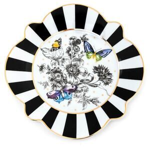 Mackenzie-Childs Butterfly Toile Salad Plate 8.5in Ceramic NEW